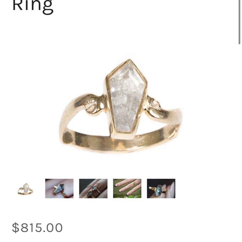 Gold Margaret cross coffin diamond shake ring. Size 6